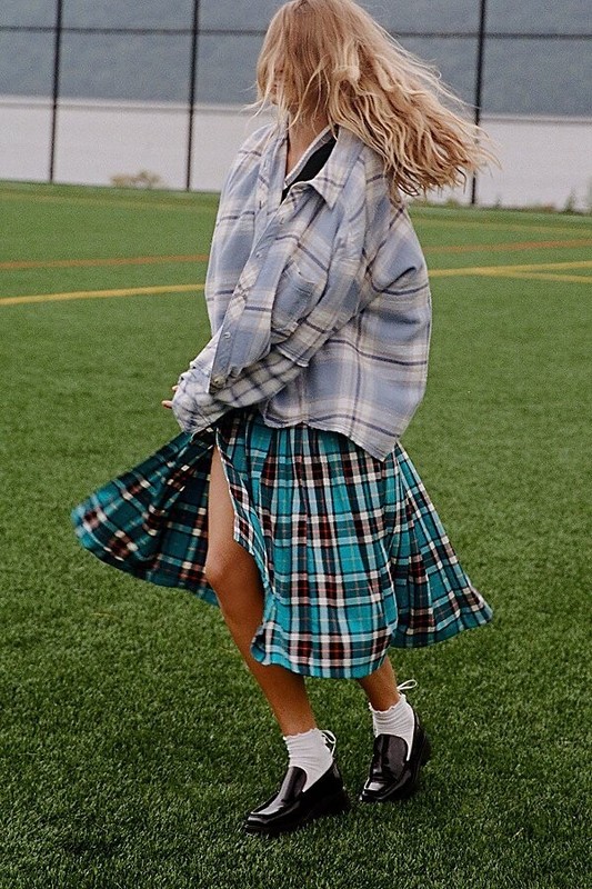 BDG One Way Or Another Plaid Flannel Buttondown Shirt Oversized Urban XL NWT