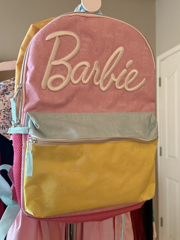Barbie Backpack Barbie embroidered 16″ School Book bag large front zipper pocket
