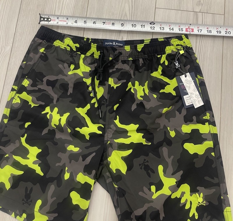 Psycho Bunny Men's Plano Camo Print Long Trunk Black B6W376Z1PO-BLK Size Medium gallery