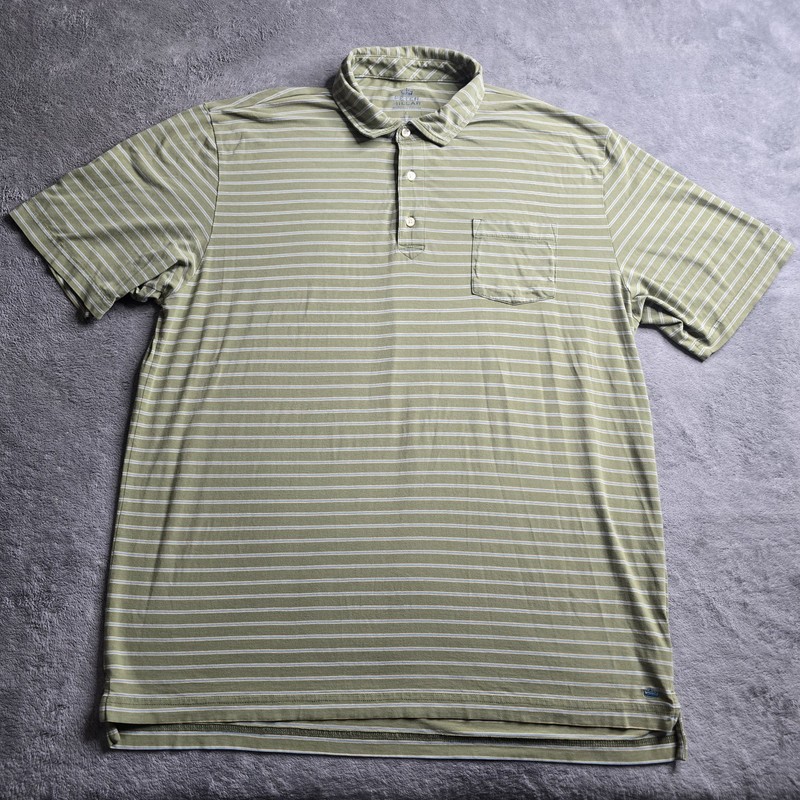 Peter Millar Mountainside Polo Shirt Mens Large Green Striped Performace Golf
