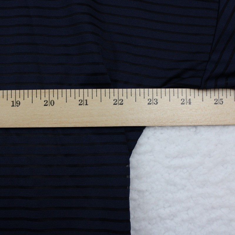 NEW Camaieu France Semi-Sheer Top Women's Size 10 Striped Navy Blue & Black gallery