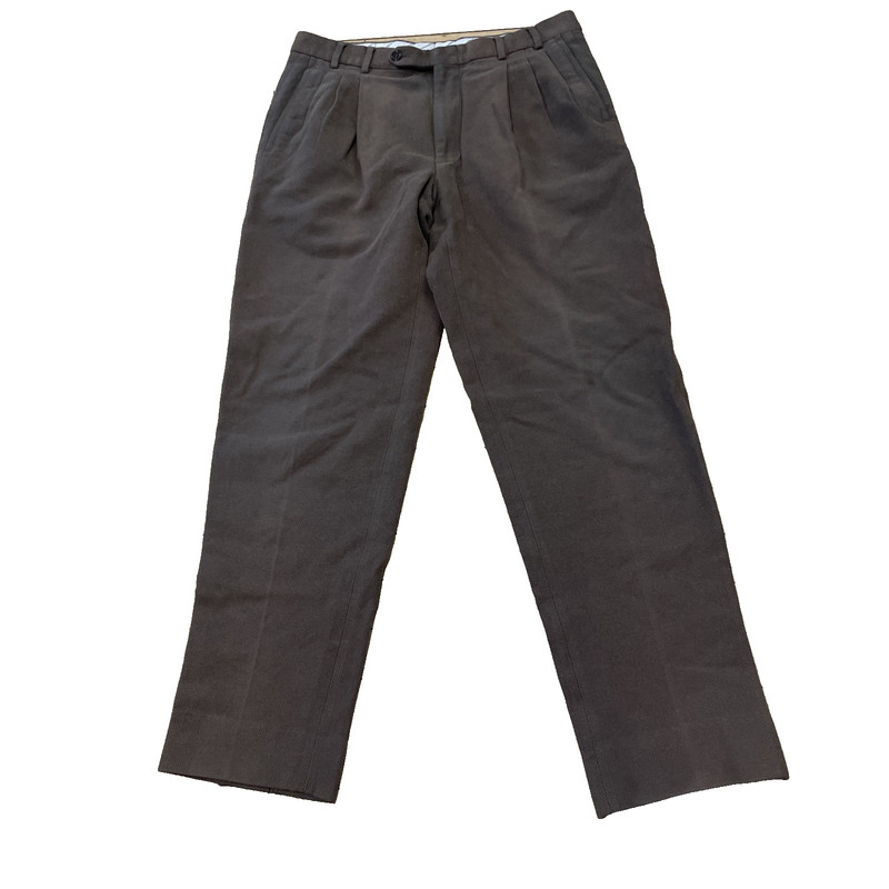 Ermengildo Zegna Soft Pleated Pants Men 35×31 tg 52 cm 46 Brown Chunk Retro Fade