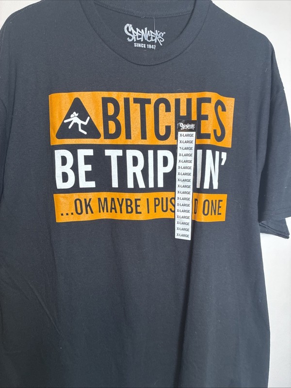 Spencers "Trippin" Graphic Print T-Shirt Mens Size XL Black Cotton NWT gallery