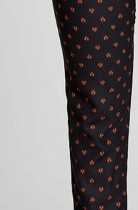 V By Very Kate Wright Black Yellow Red Printed Slim Leg Trousers Size Uk 10 gallery