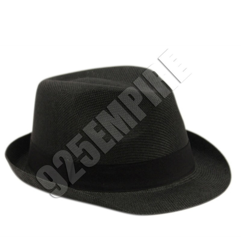 Women Men’s Short Brim Straw Fedora Hat Trilby Cuban Panama Summer Beach