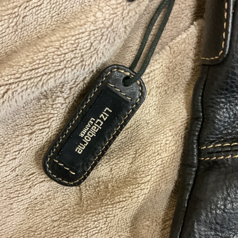 Liz Claiborne Black Pebbled Shoulder Bag Zip Closure Outer/Inner Pockets gallery