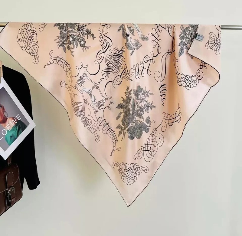 35″X35″Pink Best Wishes Print Pure Mulberry Satin Silk 18momme Scarf 88x88cm4-46