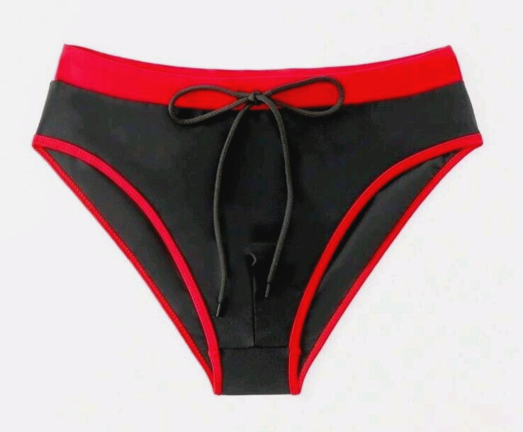 Black w/ Red Trim Men’s Swim Briefs. Size Medium 32″-34″