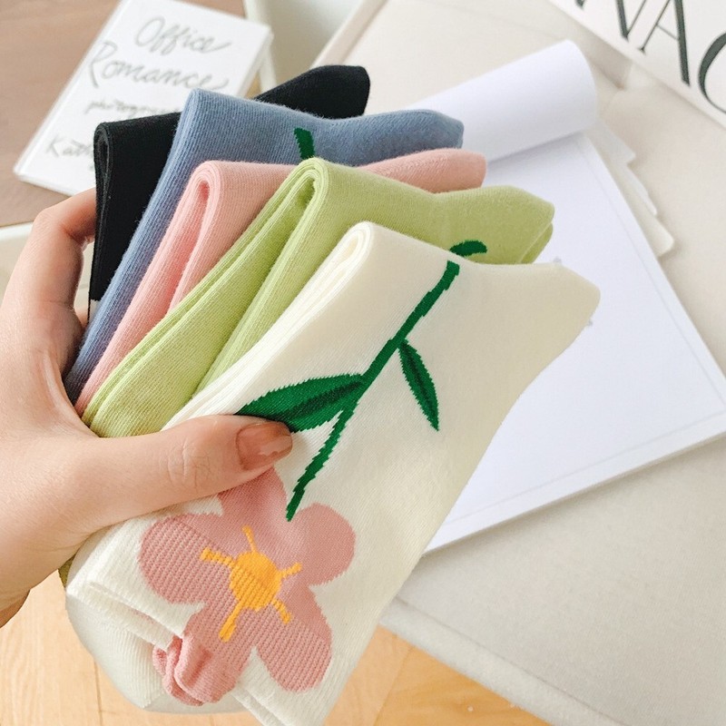 Cartoon Flower Pattern High Quality Cotton Crew Socks UK Seller Christmas Gift gallery