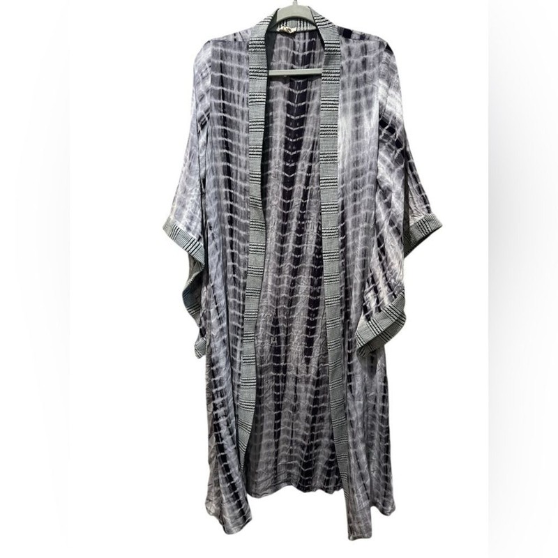 POL Maxi KimonoGipsy Boho Oversized size S Gray and White