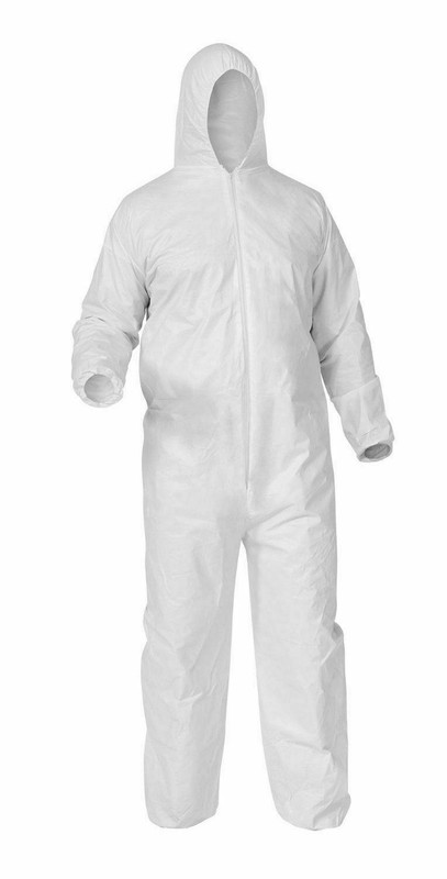 White 30g PP Coverall With Hood, Elastic Cuffs, Ankles, Hood and Waist (LOT)