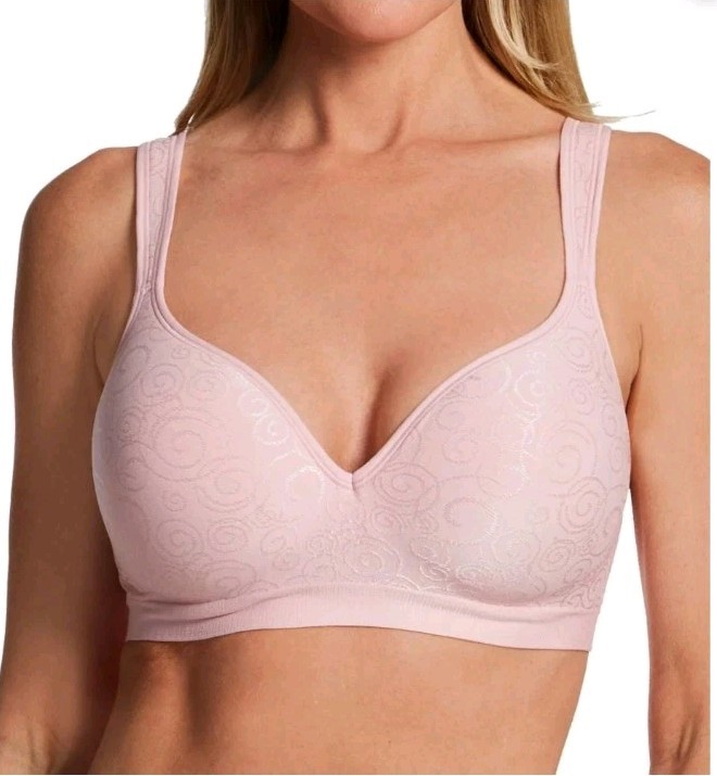 Bali Women’s Comfort Revolution Wirefree Bra 3463 Pink Swirl – 36D NWT #1031