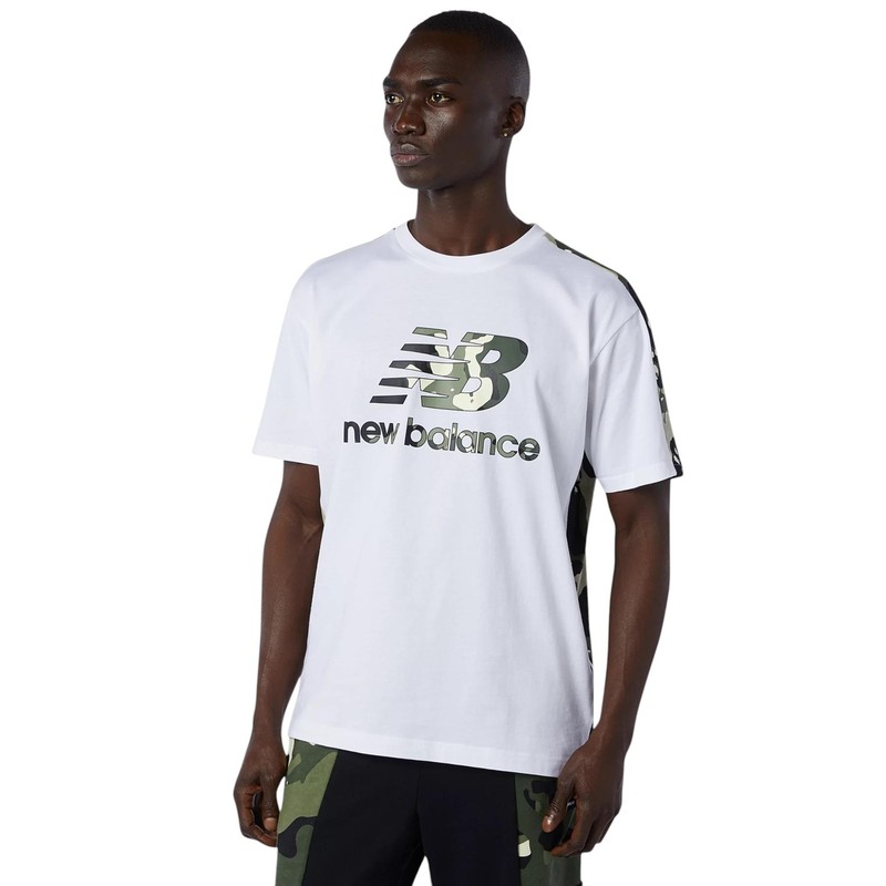 NEW BALANCE MENS ESSENTIALS CAMO T-SHIRT TEE TOP WHITE GREEN RETRO NEW BNWT OG S