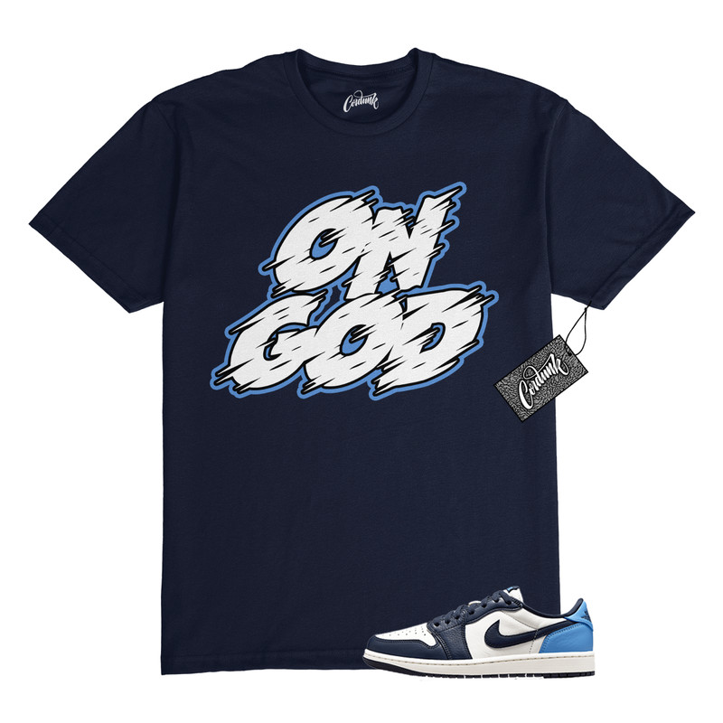 1 Obsidian UNC Navy White University Blue T Shirt Match ONGOD