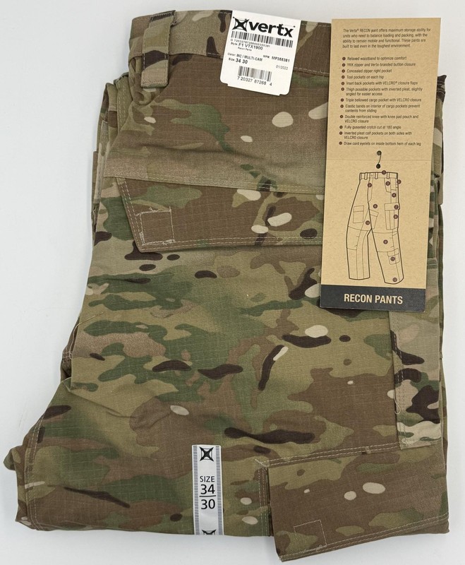 Vertx Mens Recon Combat Overt Tactical Gear Uniform Cargo Pants Multi-cam 34×30