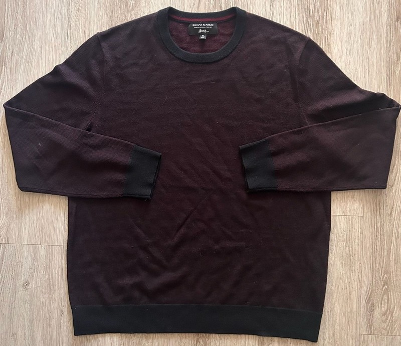 Banana Republic Italian Merino Wool Baruffa Yarn Colorblock Crewneck Sweater