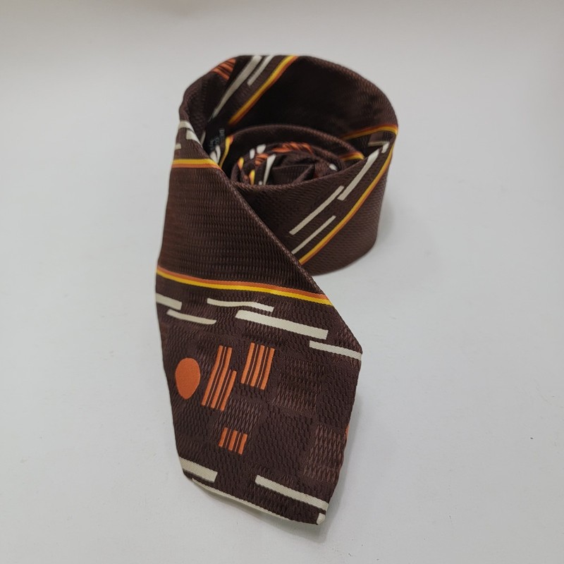 Vintage Neck Tie Geometric Orange Brown Gold Regal Designer Collection 4″ x 54″