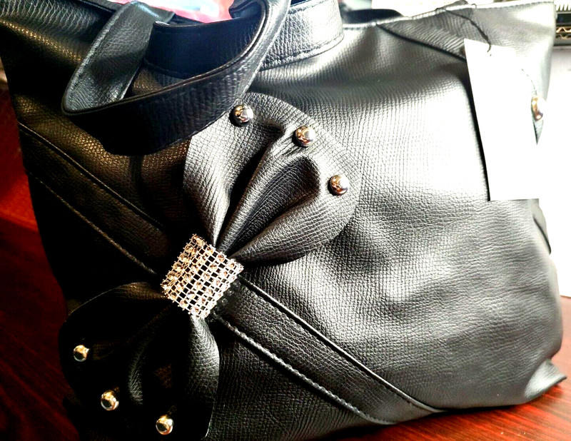 Chuns Fashion Purse Black Bow Silver Knot Silver Stud Shoulder Straps