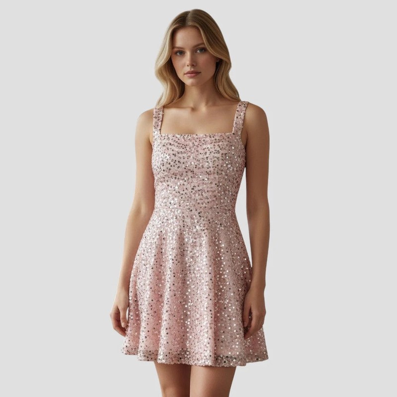 [421] Bubbling Blush Bow-Tie Delight Dress