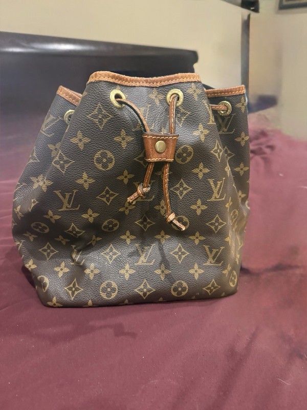 Louis Vuitton Petite Noe Bucket & Drawstring Bag Brown Canvas
