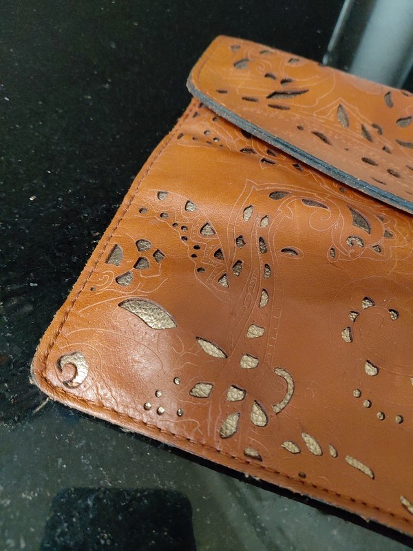 Patricia Nash Brown Leather IPAD Case Clutch Purse Bag Flap Snap gallery