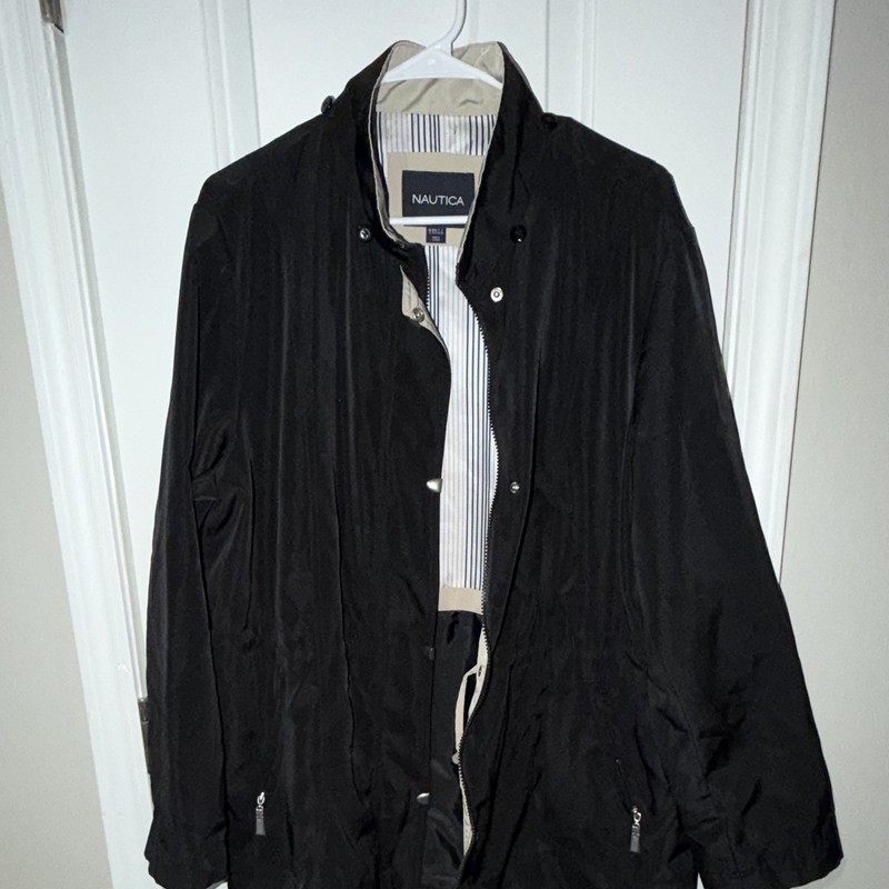 Nautica Black Full Zip Puffer Jacket Snap Front Stand-Up Collar Men’s XL
