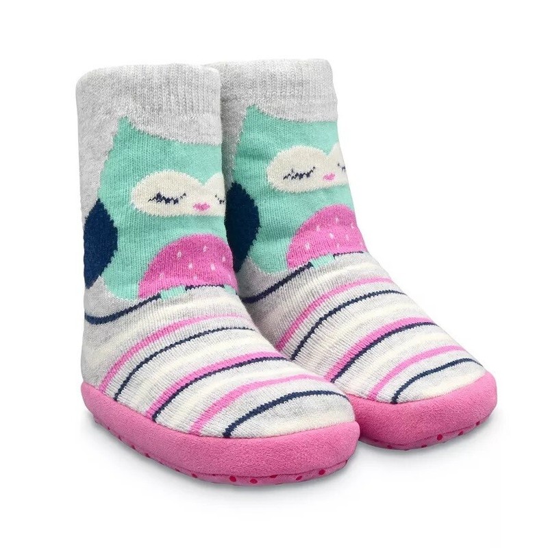 Jumping Beans Owl Slipper Socks Slippers Baby Girl 6-12 Months Shoe Sizes 3-4