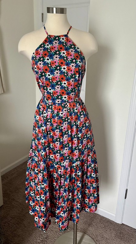 *RARE* Corey Lynn Calter Floral Midi Halter Dress Adjustable w/Pockets – Size XS