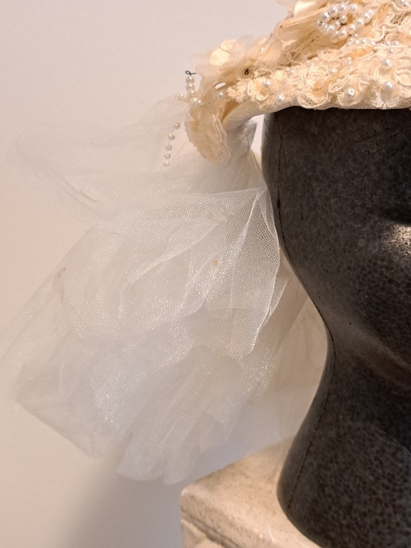 Vintage Structured Bridal Tiara Headdress 3D Organza /Faux Pearl Accents gallery