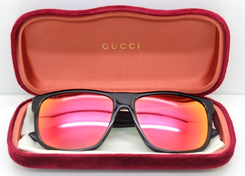 Gucci GG0010S 001 Men’s Sunglasses Black Acetate Square Frame Grey Lens w/ Case