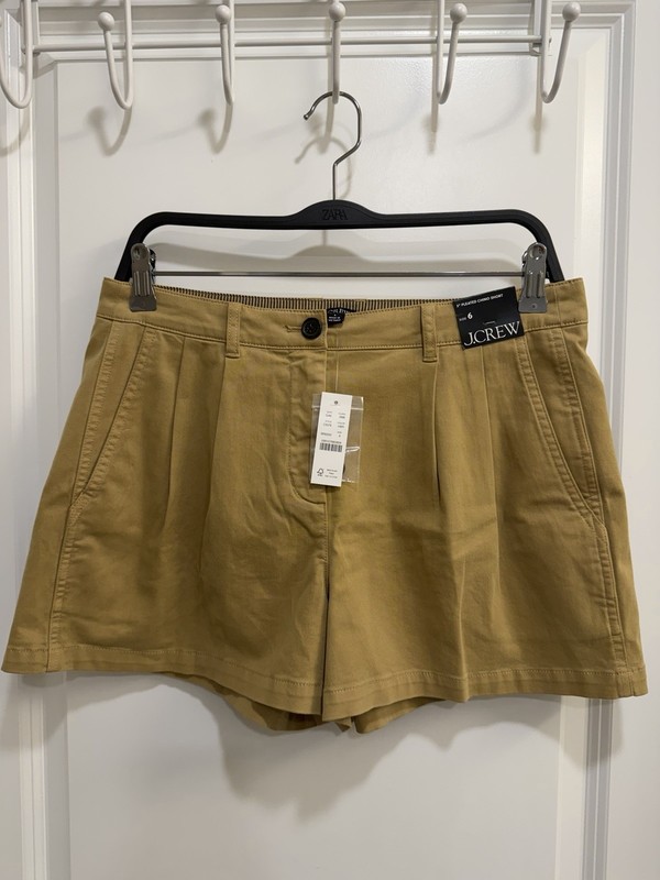 J.Crew 3″ Pleated Heritage Chino Short – Honey Brown, Women’s 6, NWT