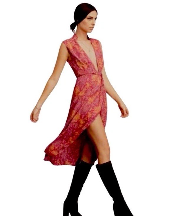 Reformation Jentri Floral Red Wrap Midi Dress Plunging VNeck Size Small EUC