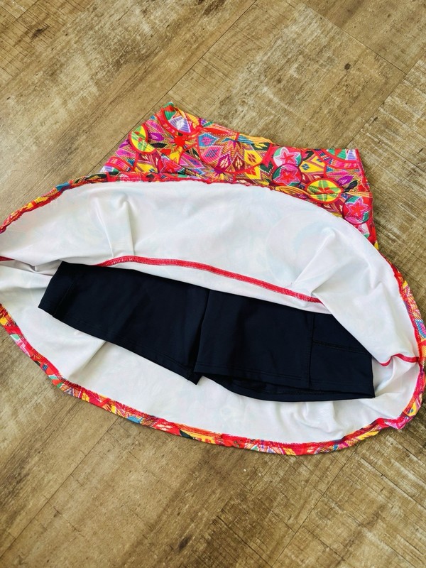 Donajo fitness wear Glide Skirt/Skort size 1 (small) red pink orange yellow gallery