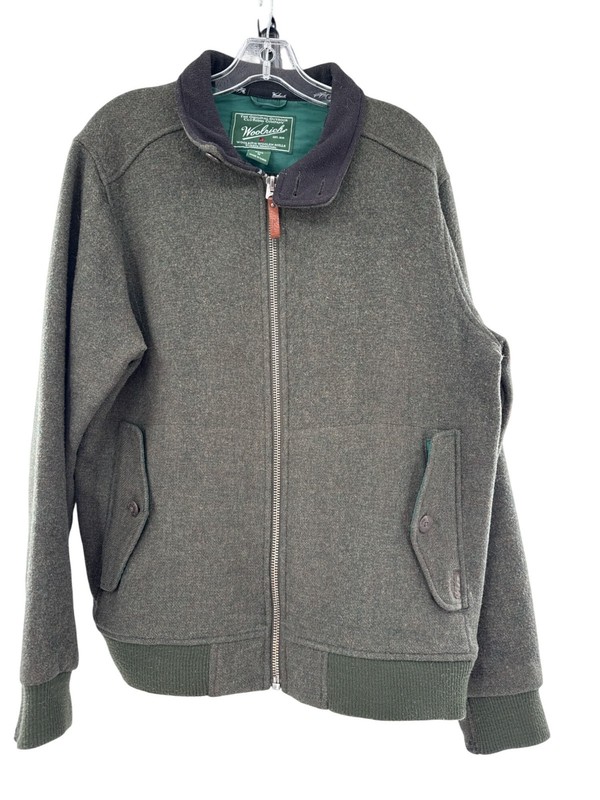 Woolrich Mens Outdoor Wool Jacket M Green Made In China