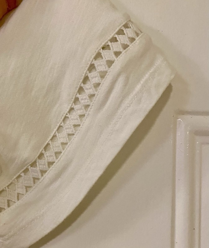 Est. 1946 Woman’s White Top. Short Sleeve, V-Neck, Embroidery Details 18/20W gallery