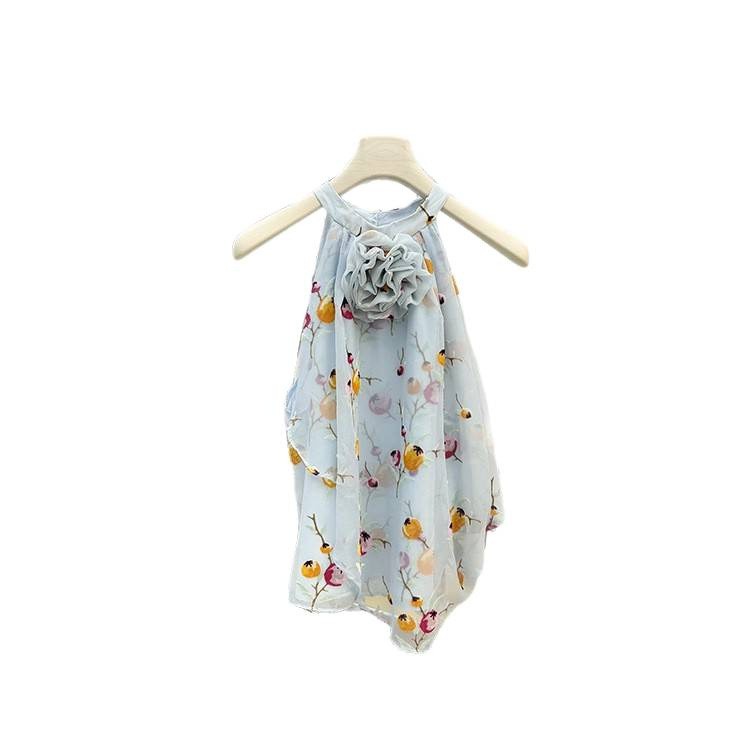 Sea New York Light Blue Halter Top Floral Printed Resort Wear Romantic gallery