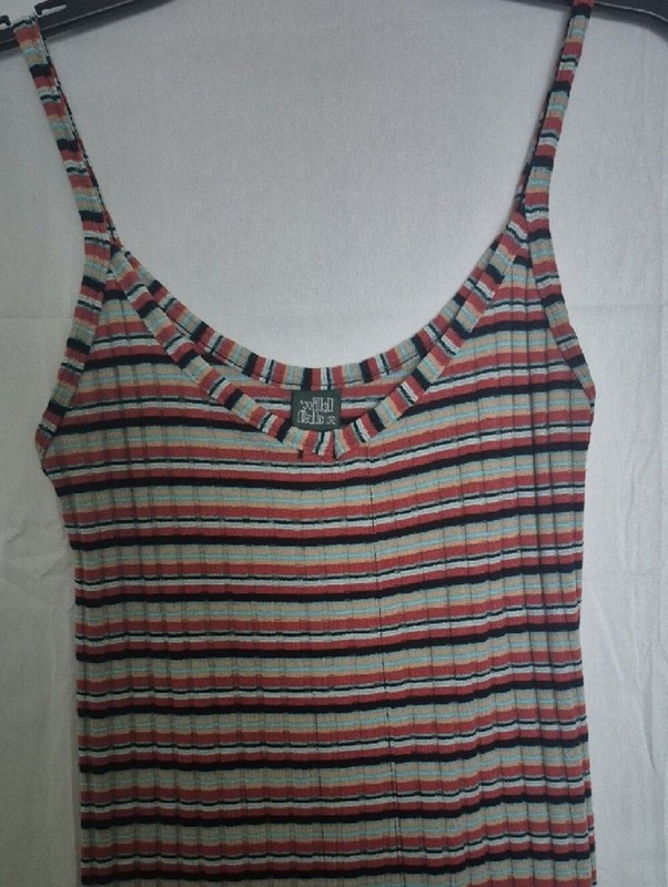 Striped Ribbed Spaghetti-Strap Maxi Dress in Red and Black gallery