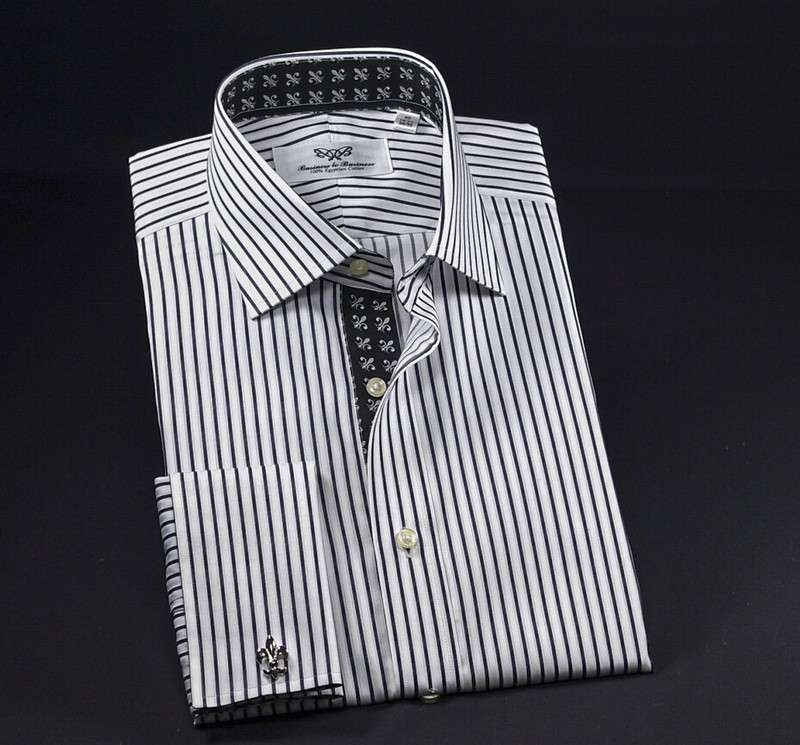 Black Stripe Unique Designed With Black Fleur-de-lis Inner Lining Business Shir gallery