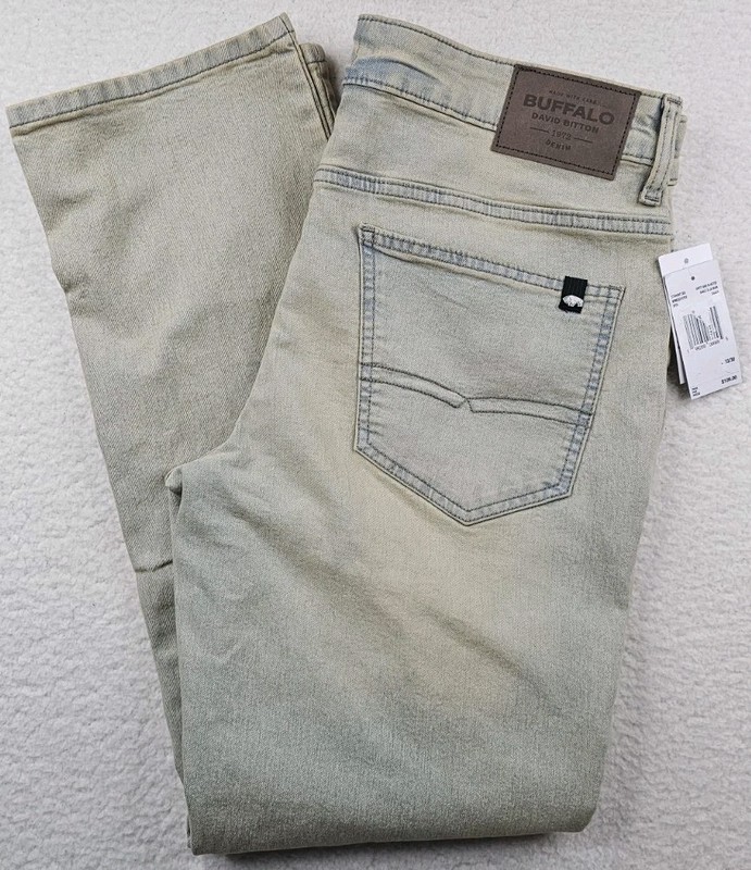 Buffalo David Bitton Straight Six Stretch Jeans Mens Light Wash PICK YOUR SIZE