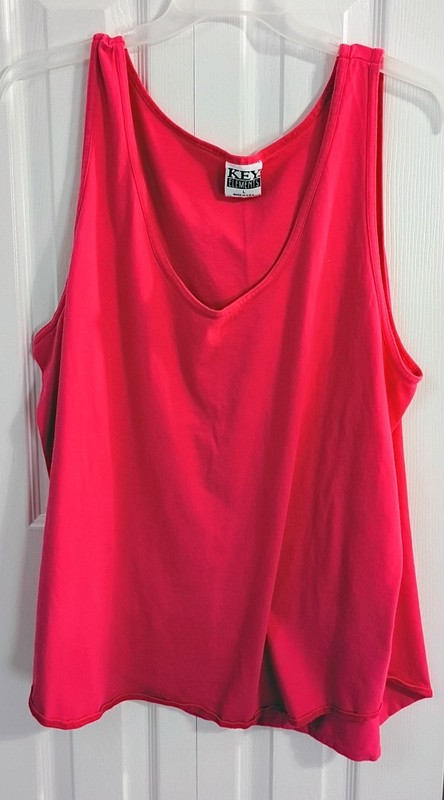 Ladies Casual Summer Pink Cotton Tank Top-Non Adjustable-LARGE-Key Elements