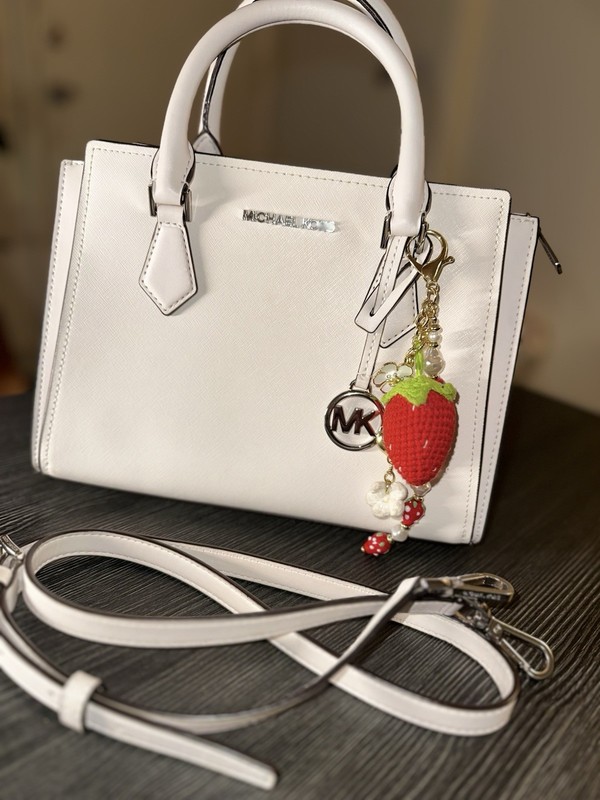 Michael Kors Optic White MAE Leather Messenger Bag Tote NWT Crossbody Purse Tote gallery