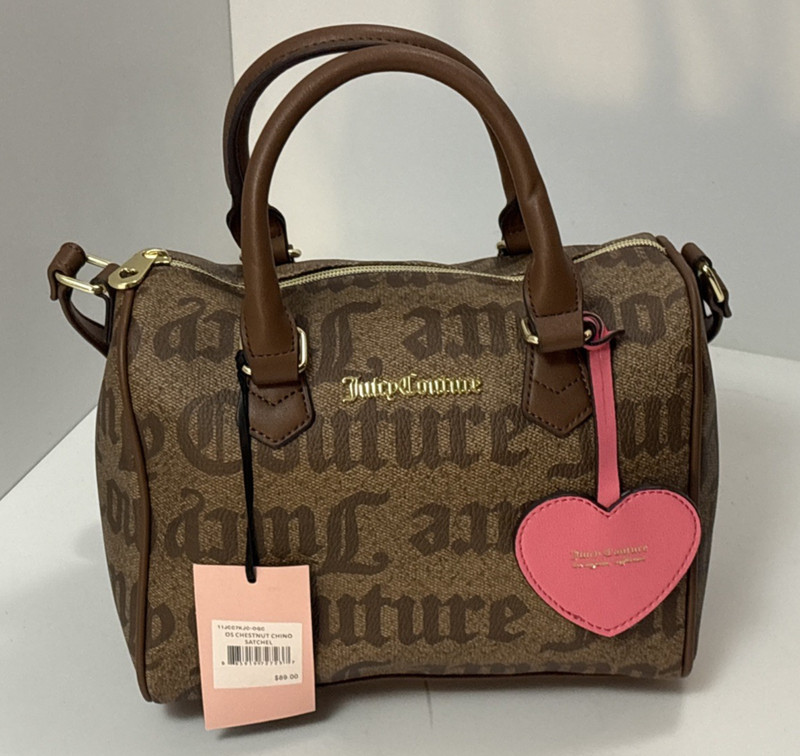 Juicy Couture Chestnut Chino Satchel Bag w/ Strap | New w Tags | Logo Print