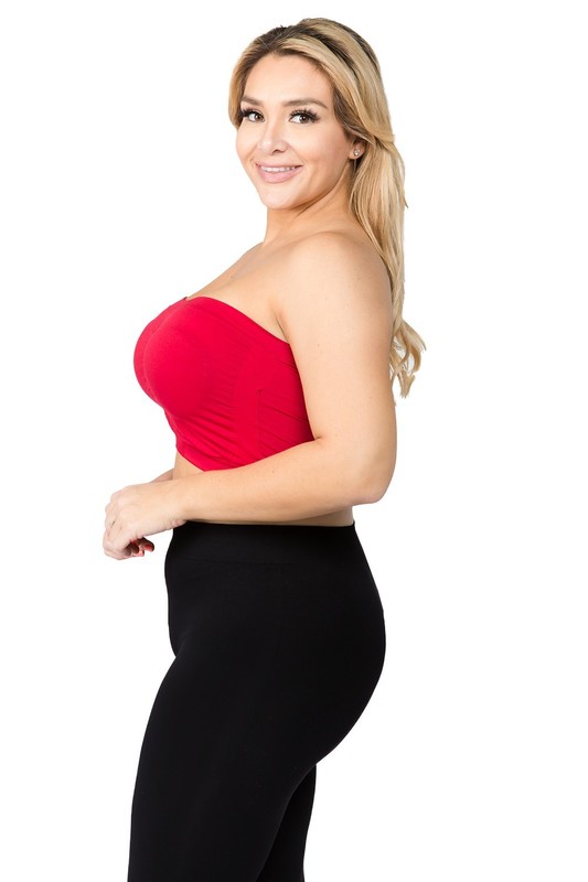 Seamless Solid Cropped Tube Top Bandeau (Plus Size) gallery