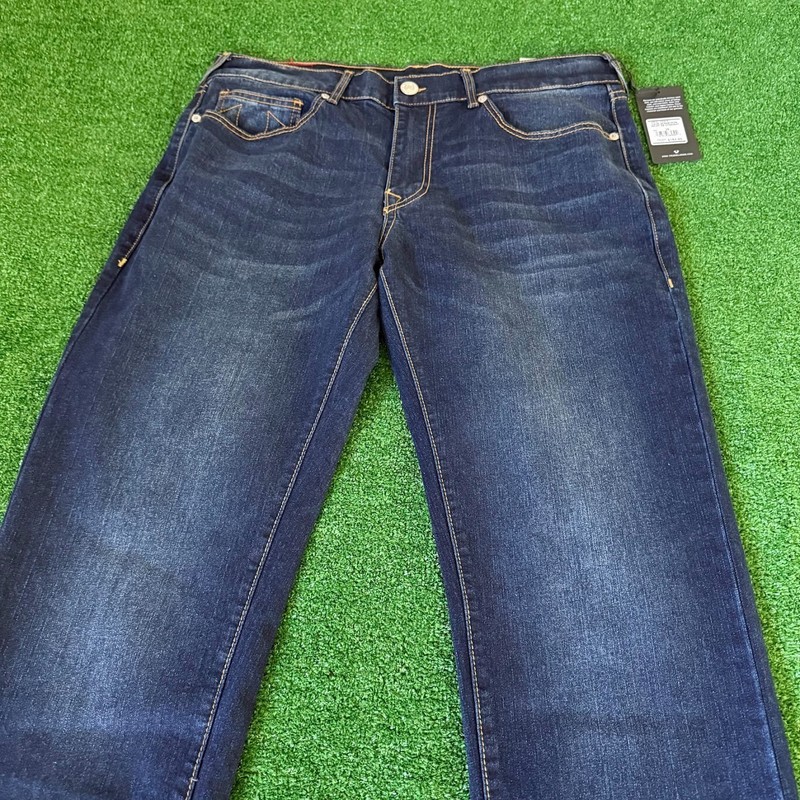 True Religion RICKY Relaxed Straight Dark Wood Wash Jeans Pants Size 36x34 NWT gallery