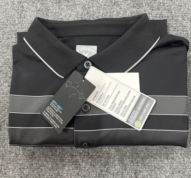 Mens Callaway Golf Polo Shirt Opti Dri Black Size S