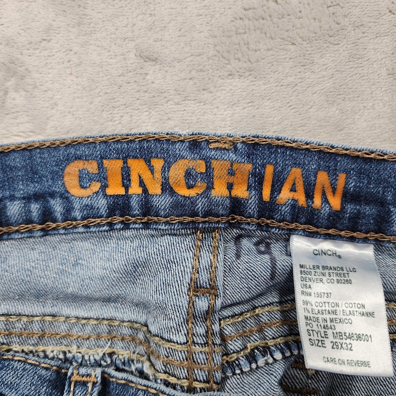 Cinch Jeans Mens 29x32 Blue Medium Wash Ian Slim Bootcut Stretch Denim Western gallery
