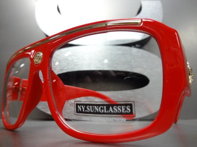 Men's CLASSIC RETRO HIP HOP RAPPER Style Clear Lens EYE GLASSES Thick Red Frame gallery