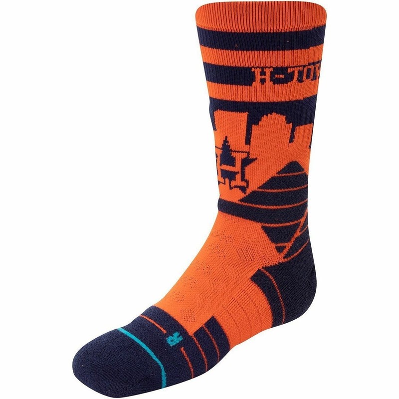 Stance Adult Blue Orange Crew Nylon MLB Houston Astros Diamond Pro Socks L 9-12
