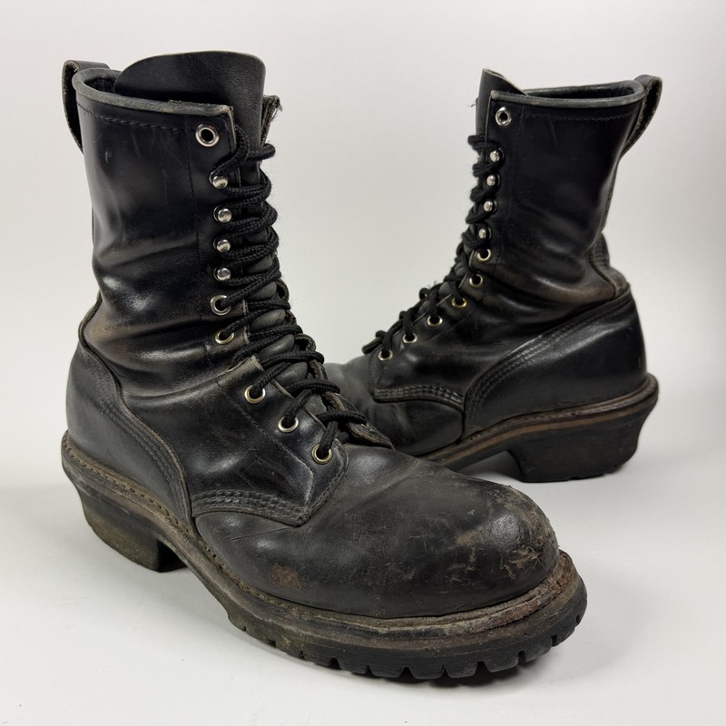 Red Wing Shoes 1294 Boots Mens Size 10.5 B Black Leather Steel Toe Work USA