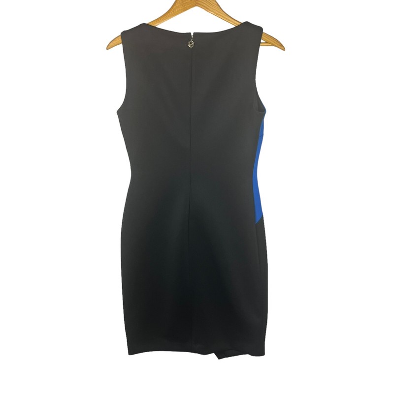 Tommy Hilfiger Women's Hidden Back Zipper Colorblock Dress Blue Black White Sz 6 gallery